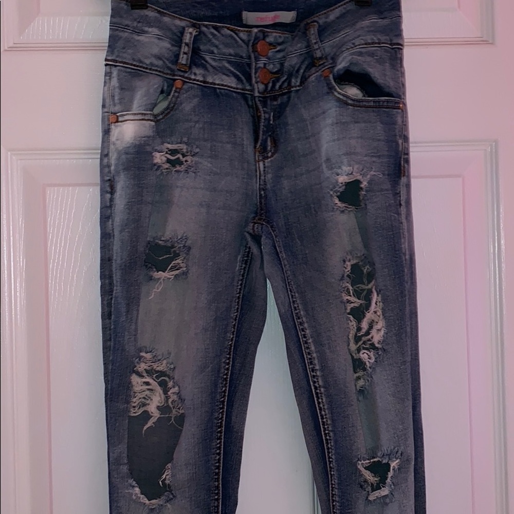 Skinny Distress Dark Blue Denim